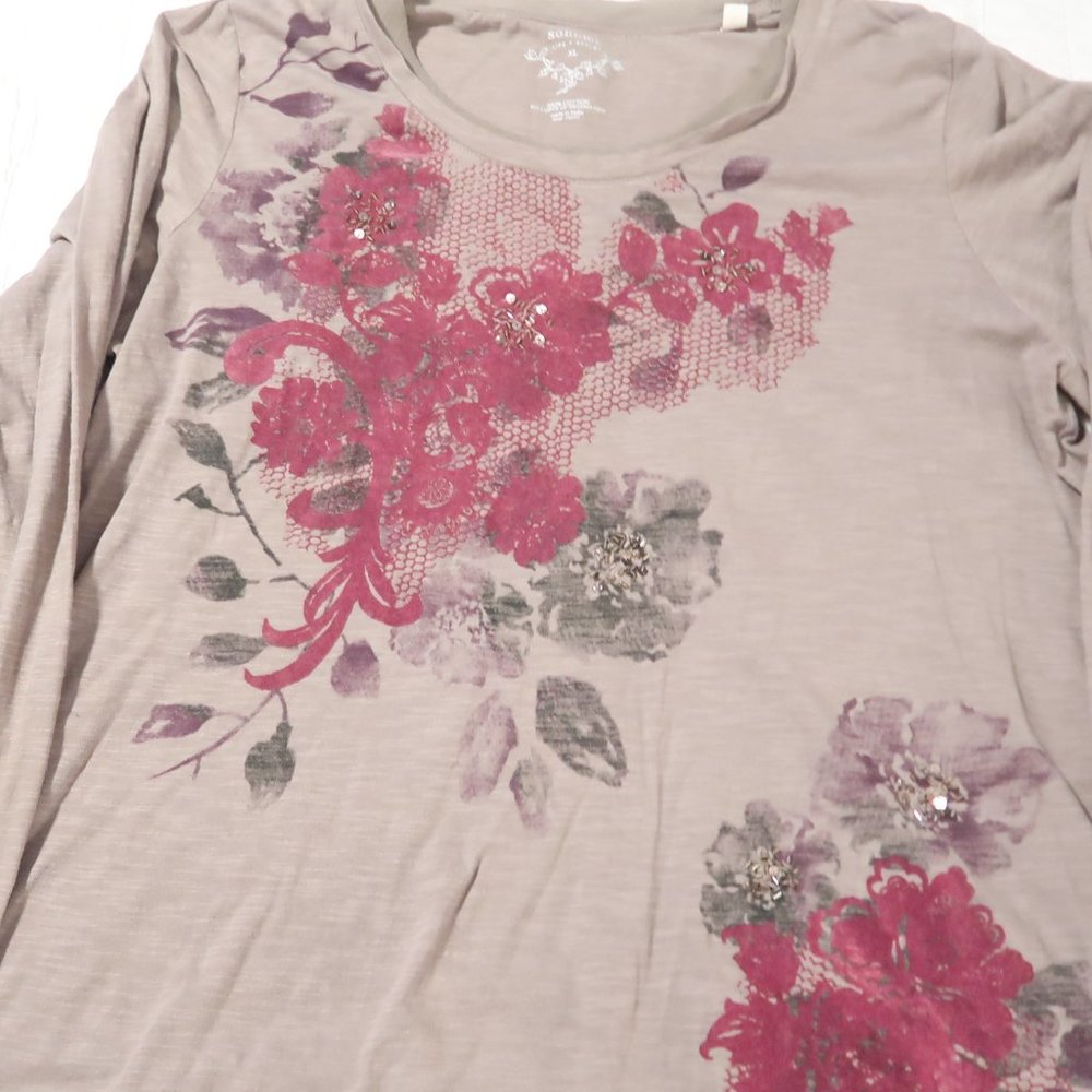 Sonoma Long sleeve T-shirt with beaded floral accent